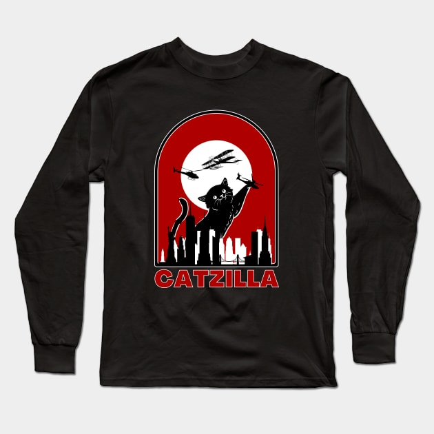 Catzilla Long Sleeve T-Shirt by FullOnNostalgia